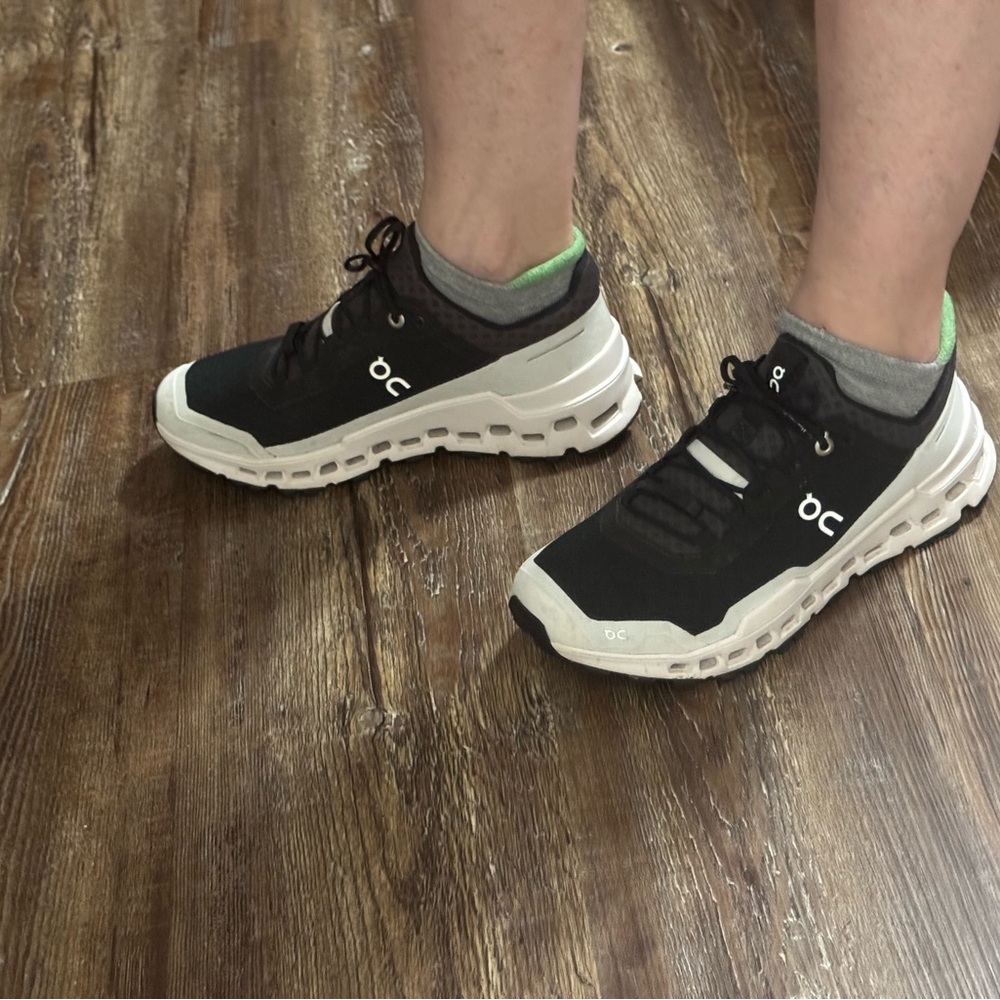 On Running Black and White Athletic Shoes